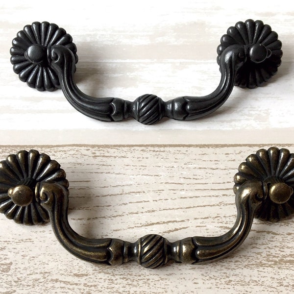 3 1/2" vintage Style Bail Drawer Pulls Handle Dresser Pull Antique Black Bronze Drop Cabinet Pull Handles Dresser Pulls 3.5" LynnsGraceland