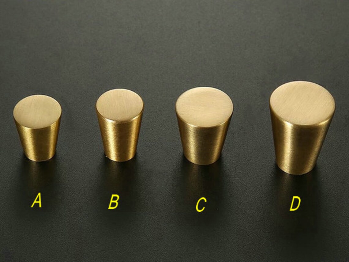 Brass Knobs Brass Drawer Pulls Taper Shaped Tapered Drawer Etsy