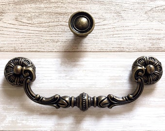 5.25" Vintage Style Bail Drawer Pull Handle Antique Bronze Drop Cabinet Pulls Swing Handles Dresser Knob Pulls 5 1/4" Lynns Graceland Rustic