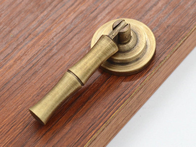 Bamboo Pendant Knob Brass Drawer Knob Drop Pull Knob Etsy