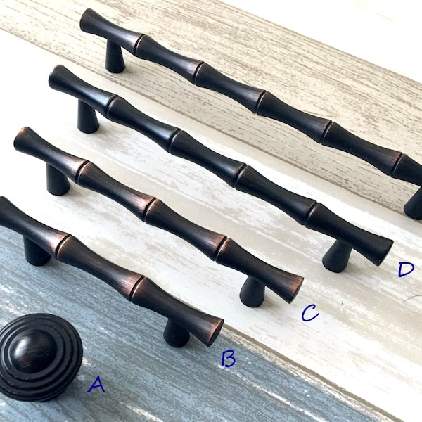 2.5" 3" 3.75" 5" 6.25" Bamboo Cabinet Handles Pulls Drawer Pull Handles Dresser Pulls Cabinet Handle Oil Rubbed Bronze 64 76 96 128 160 mm