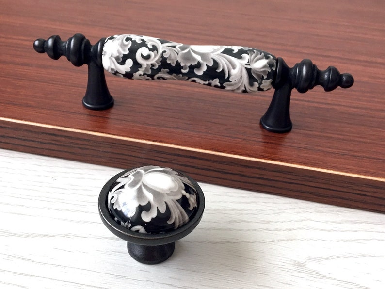 3 Ceramic Pull Handles Blossom Drawer Pulls Etsy Australia