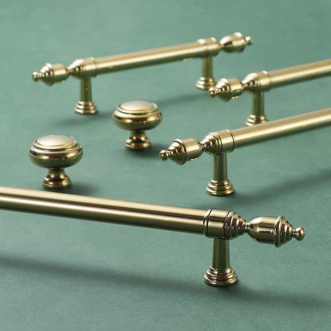 Polished Brass Pulls Dresser Drawer Knobs Wardrobe Etsy