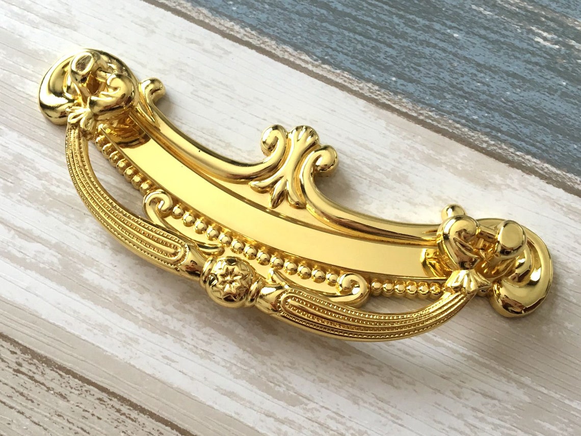 2.5 3.75 Gold Bail Drawer Pulls Handle Vintage Style Etsy