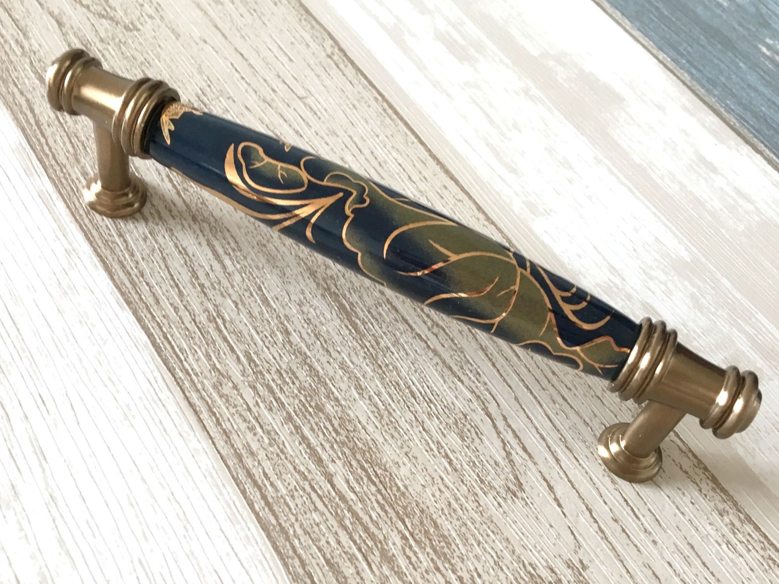 3.75 5 Navy Gold Pull Handles Drawer Pulls Etsy