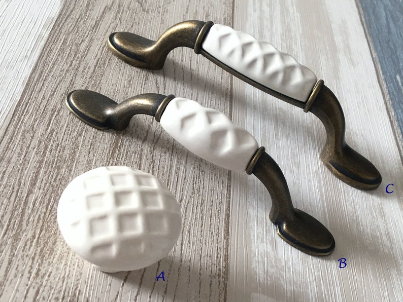 3 3.75 White Pull Handles Porcelain Drawer Etsy