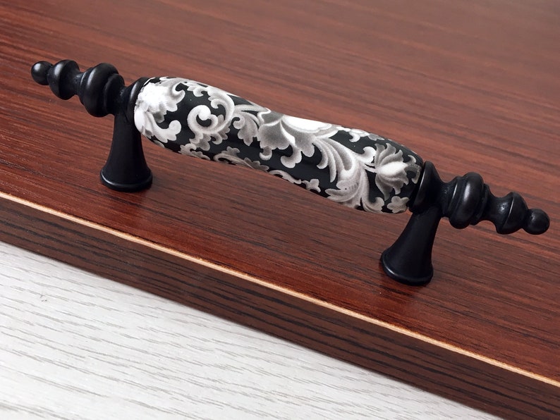 3 Ceramic Pull Handles Blossom Drawer Pulls Etsy