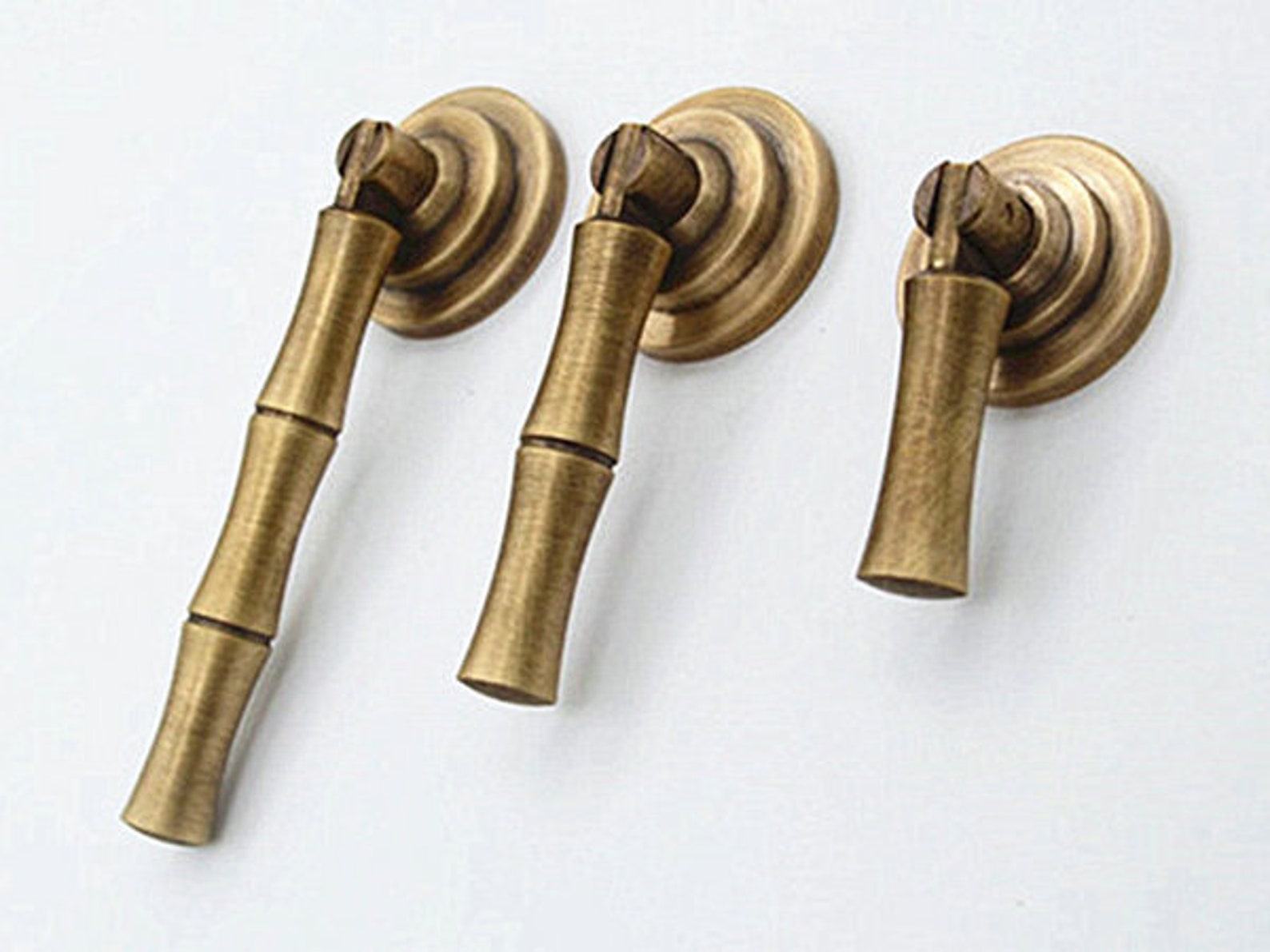 Bamboo Pendant Knob Brass Drawer Knob Drop Pull Knob Etsy