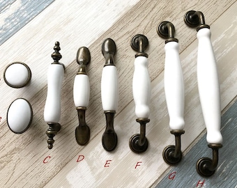 Cabinet Knobs Pulls Handles Drawer Pull Handles Dresser Knob Pulls Porcelain White Antique Bronze Cabinet Pulls Large Handle Lynns Graceland