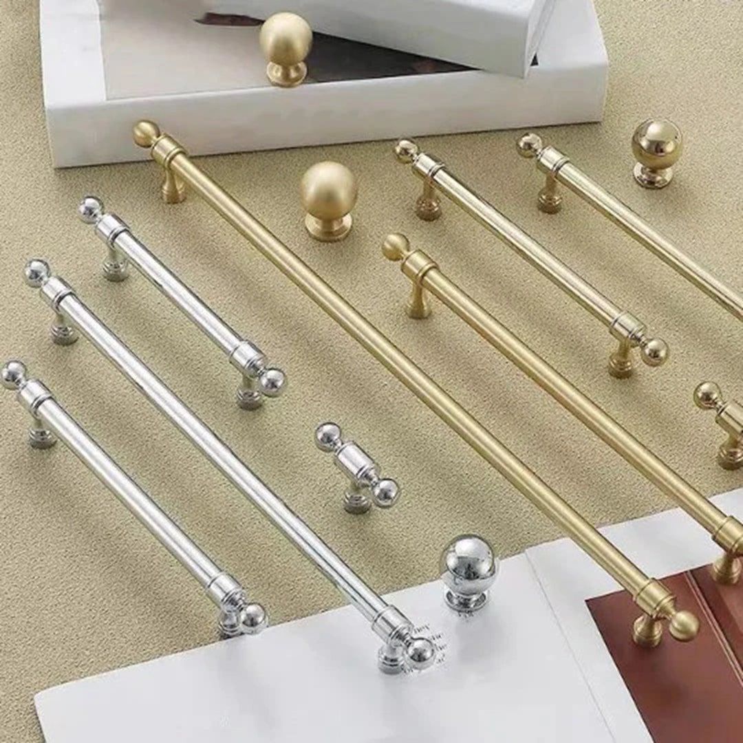Solid Brass Cabinet Handles Dresser Drawer Knobs Bathroom Vanity Pull Polished Gold Chrome ...