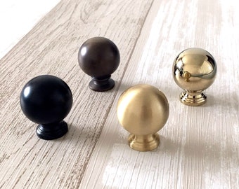 Brass Ball Knob Drawer Pulls Handle Cabinet Knob Gold Black Bronze Silver Chrome Cabinet Pull Dresser Knobs Solid Hardware Lynns Graceland