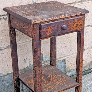 Antique Vintage Old Reclaimed Salvaged Distressed Burnished SOLID Wood Wooden Side End Hall Corner Sofa Couch Table Night Stand Shelf Drawer