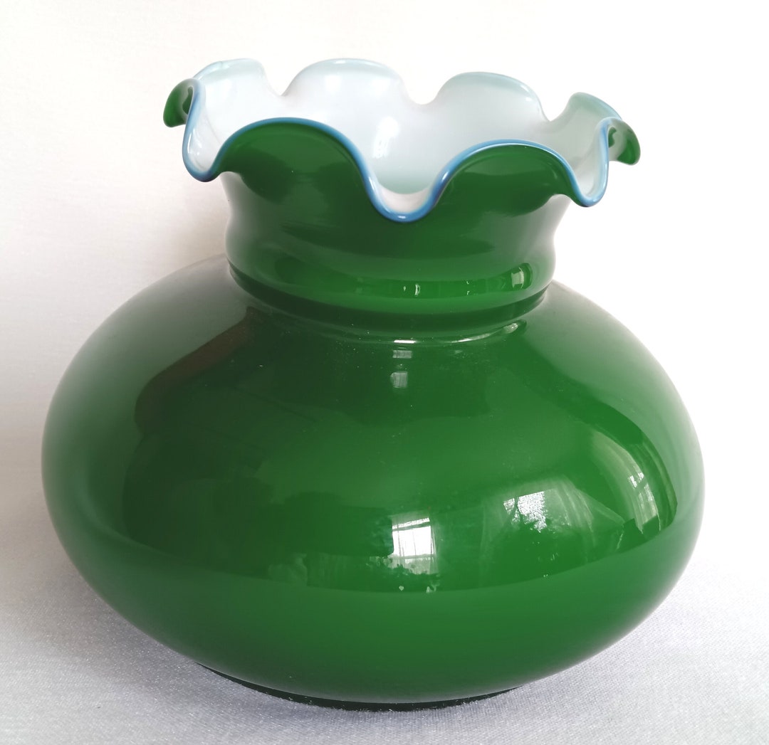 Vintage Cased Glass Emerald Green Small Lampshade Kerosene Oil Etsy