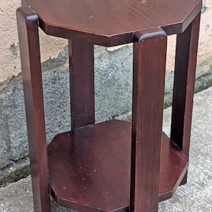 Vintage Antique Old Handmade Handcrafted SOLID Wood Wooden Primitive Style Shelf Plant Stand End Accent Table Nightstand