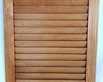 Vintage Interior Louver Cabinet Doors Plantation Style Fixed 14 Slats Arched Top Pine Wood Panel Crafts Country Rustic Decor