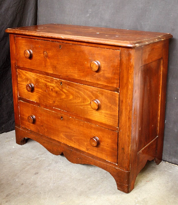 Antique 1800s Vintage Solid Wood Wooden Bedroom Dresser Etsy