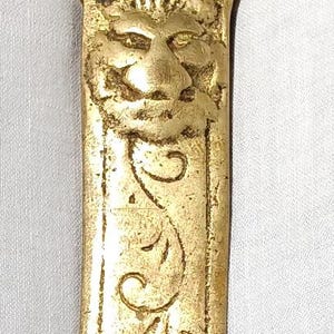 Vintage Solid Brass Letter Opener Dragon Lion Motifs Decorative Mail Opener Desk Accessory 9&quot; Long
