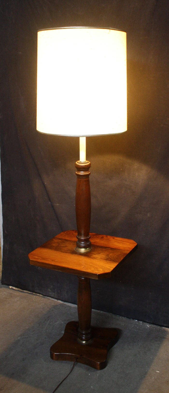 Wood Floor Lamp With Sewing Box or Storage Compartment, Lamp Side