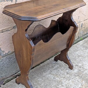 Antique Vintage Victorian Old Reclaimed Salvaged SOLID Wood Wooden Carved Side End Hall Accent Sofa Serpentine Table Plant Lamp Stand