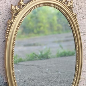31&quot;H Vintage Antique Old Syroco Regency Neo Classical Distressed Style Ornate Decorative Carved Decor Wall Oval Mirror Glass