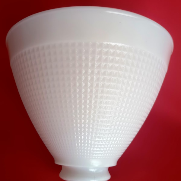 Vintage Milk Glass Corning Diffuser Textured Waffle Design Floor Table Lamp Medium 8" D Top Replacement Torchiere Shade 2.25” Fitter