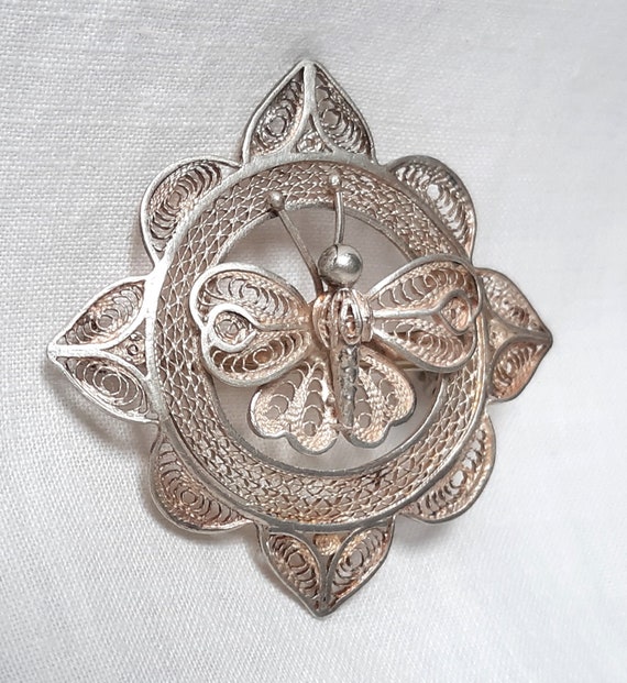 Vintage Art Nouveau Style Sterling Silver Filigre… - image 7