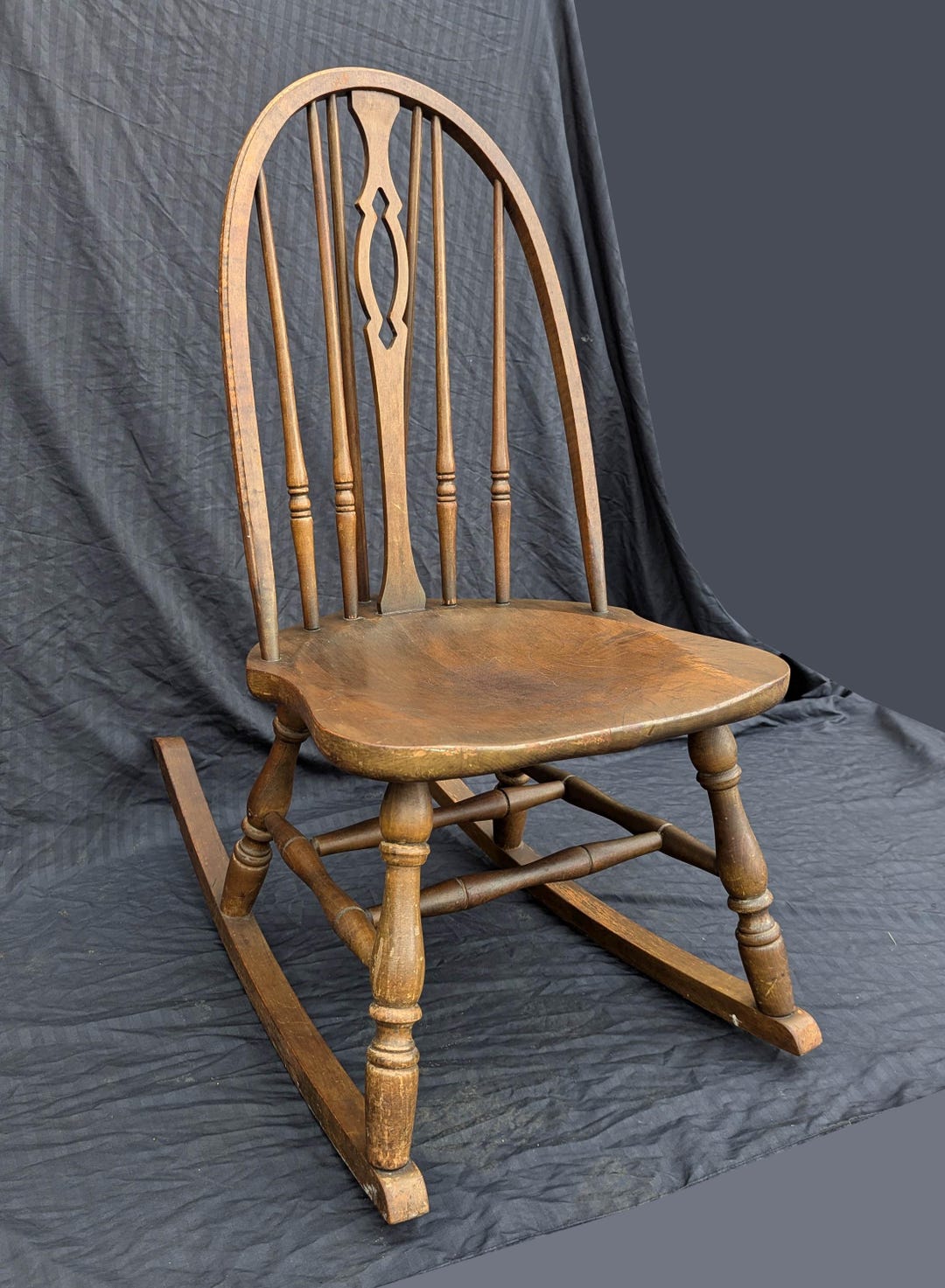 Antique Vintage Old Windsor Style Victorian SOLID Walnut Wood Wooden ...