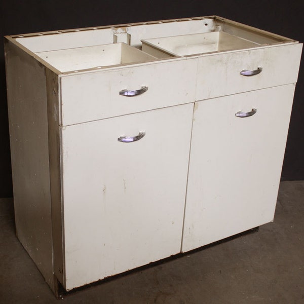 Reserved for Principia 38"x20"x34"H Vintage Metal Kitchen Cabinet  w/2 Drawers & Doors