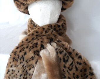 leopard print hat scarf and gloves set
