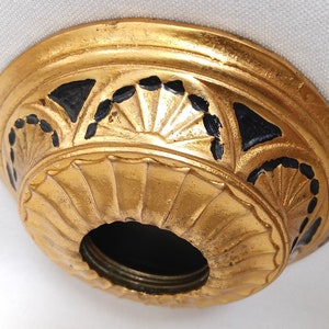 Neo-Classical Style Embossed Cast Brass Round Bobeche Ornate Light Bulb Socket Cover Chandelier Canopy Electric Fixture Lamp Parts-NOS