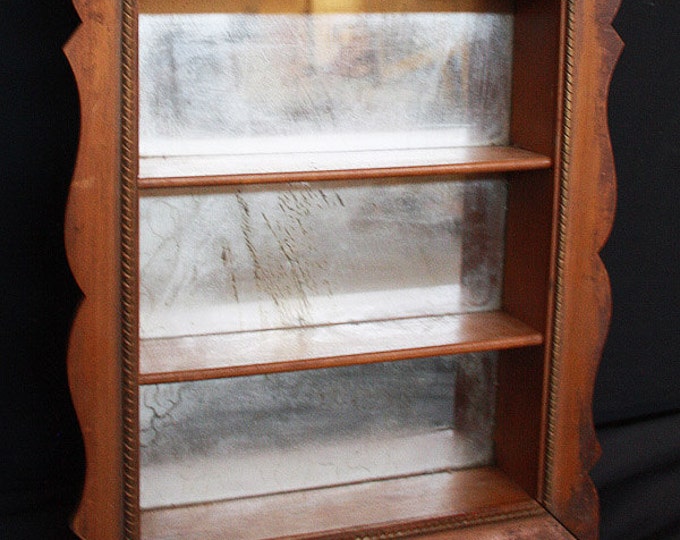 Beautiful Vintage Wooden Shelf With Mirror Etsy
