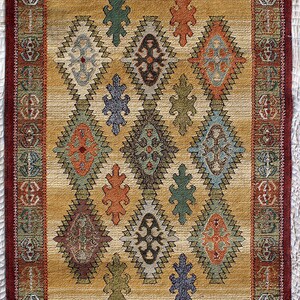 2 available 48&quot;x62&quot; Vintage Old NOS Oriental Cotton Cloth Geometric Area Rug Carpet
