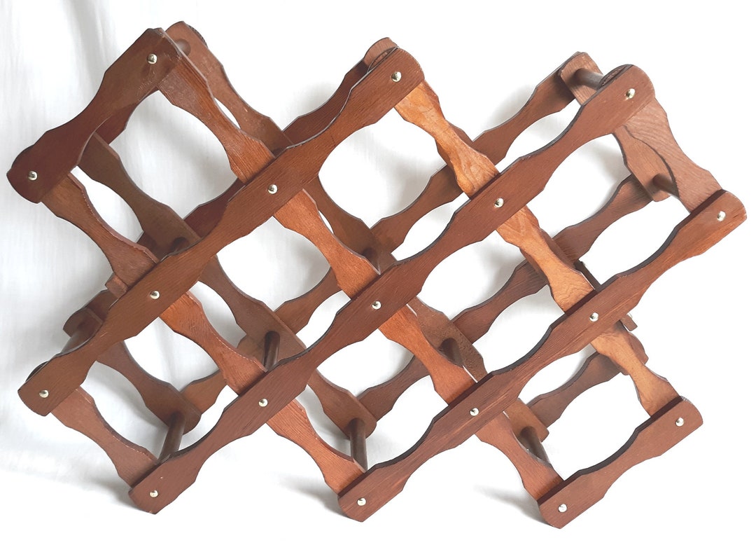 Vintage Wooden Expandable Wine Rack Brown 8 Bottles Rack Metal Etsy