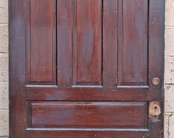 42"x88.5"x1.25" Antique Vintage Old Reclaimed Salvaged Victorian SOLID Wooden 7 Raised Panels Interior Door