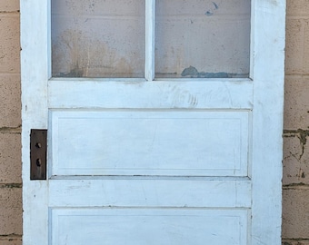 35.5"x84" Antique Vintage Old Reclaimed Salvaged SOLID Wood Wooden Exterior Entry Door Window Wavy Glass