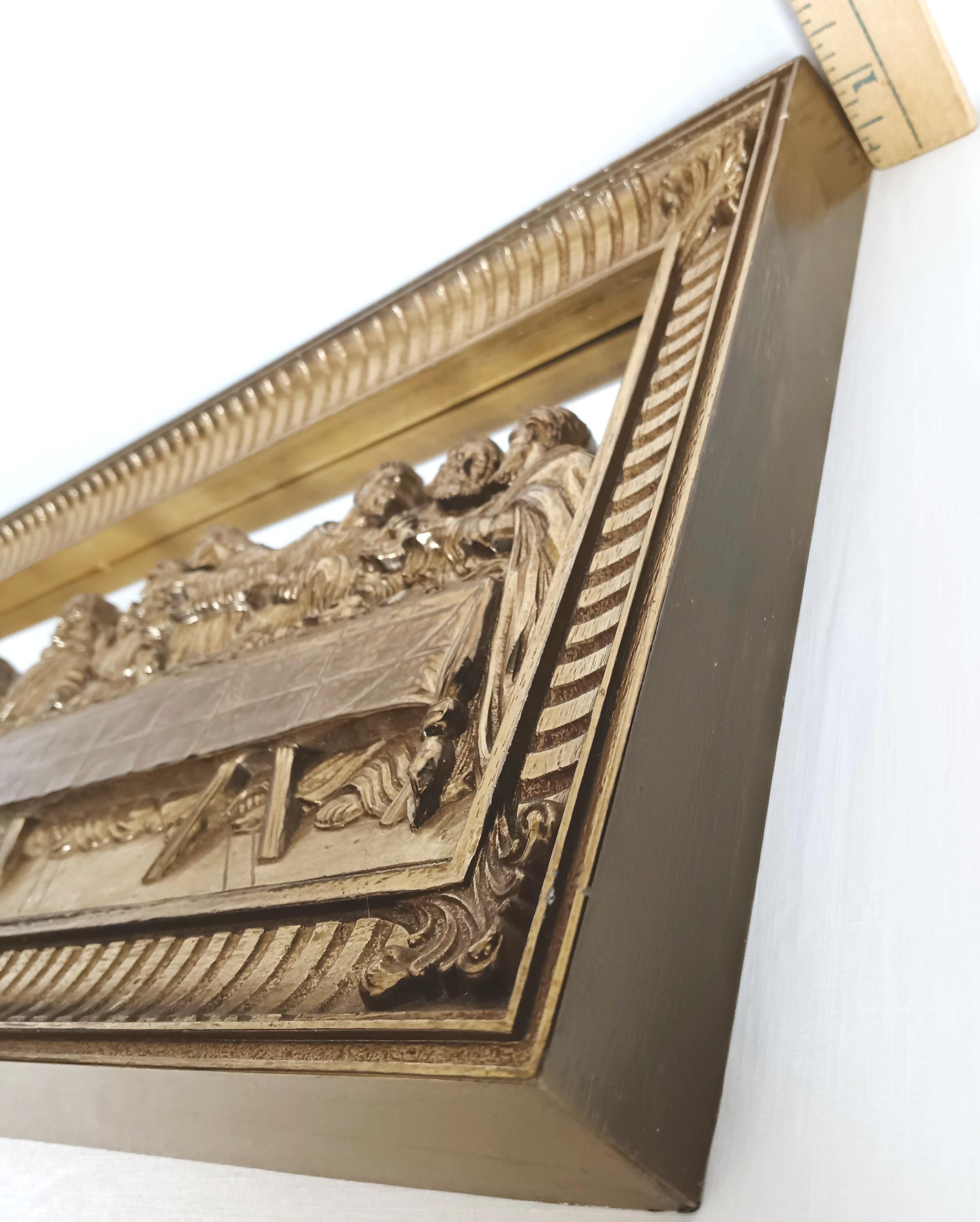 Vintage HOMCO Large 3D Mirrored Wall Plaque the Last Supper Gold Gilt ...