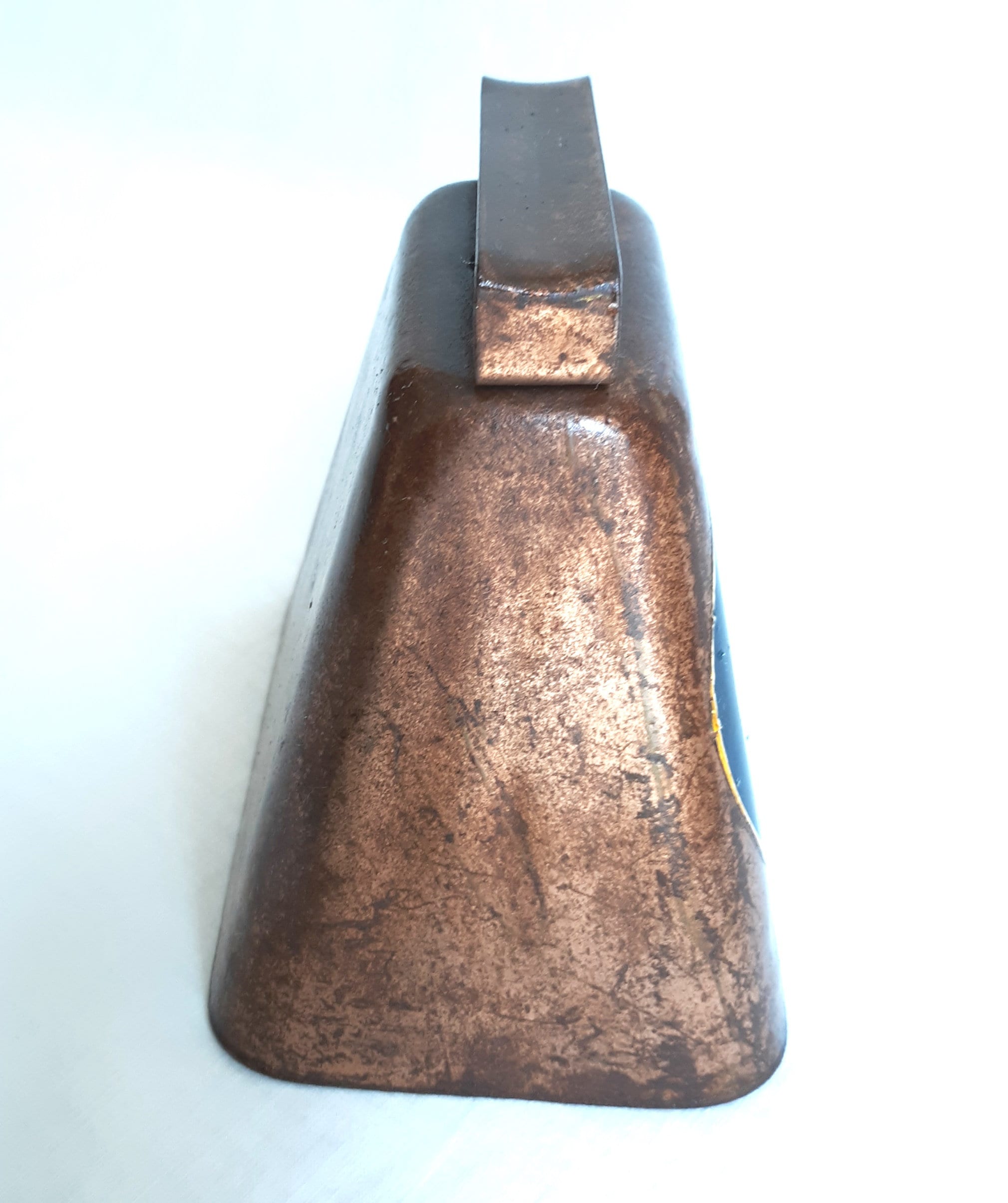 Iron Cowbell Hand Forged Copper Tone Rusty Heavy Bell Eagle Decal Loud ...