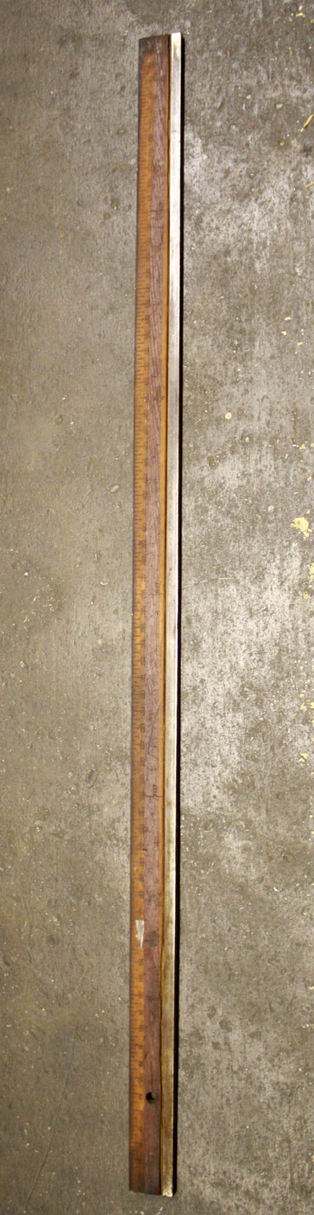 VINTAGE FALCON 15 INCH WOOD RULER. AUBURN MAINE,MADE IN USA. MISSING METAL  EDGE