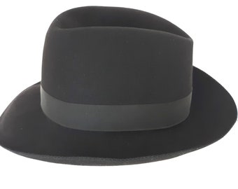 Vintage Borsalino Antica Casa Alessandria Hat Black Wool  display picture 2