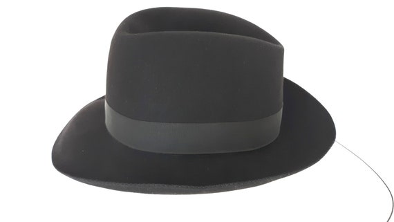 Vintage Borsalino Antica Casa Alessandria Hat Black Wool Felt Lapel Cord Medium Brim Leather Sweatband Grosgrain Ribbon Lined Made in Italy Etsy Polska