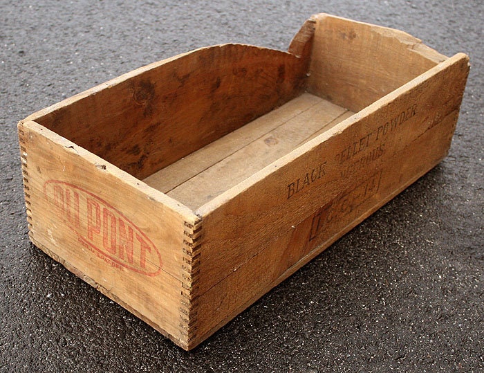 Gun Powder Box Antique Vintage Old Primitive Wood Wooden