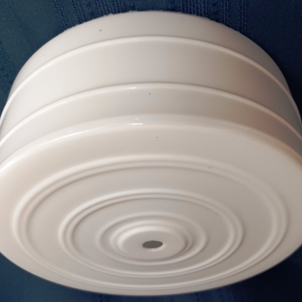 Vintage Opal White Glass Drum Replacement Lampshade with Center Hole Flush Mount Ceiling Wall Fixture Cover Light 8”D