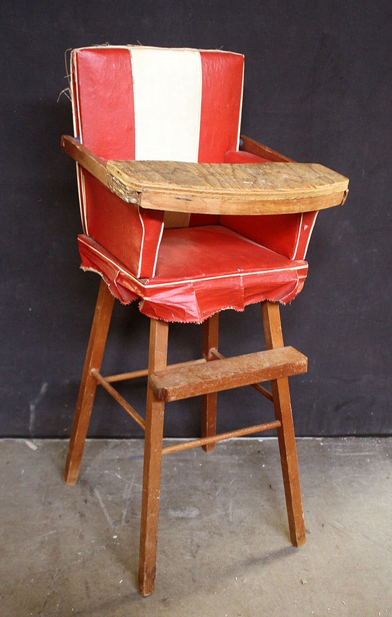 vintage wooden baby high chair