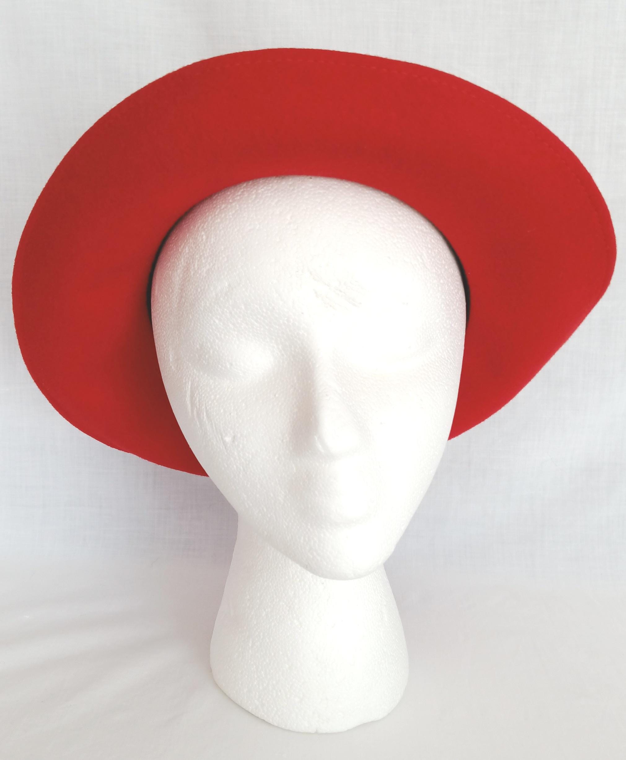 Doeskin Vintage Red felt wool women\'s hat. Union Made. Costume Vintage Sylvia Doeskin Wool Oval Bowler Hat Union Made - Etsy main image 4