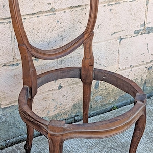 Antique Vintage Old Reclaimed Salvaged Balloon Back SOLID Mahogany Wood Wooden Side Dining Accent Chair Floral Carvings Ornate Frame