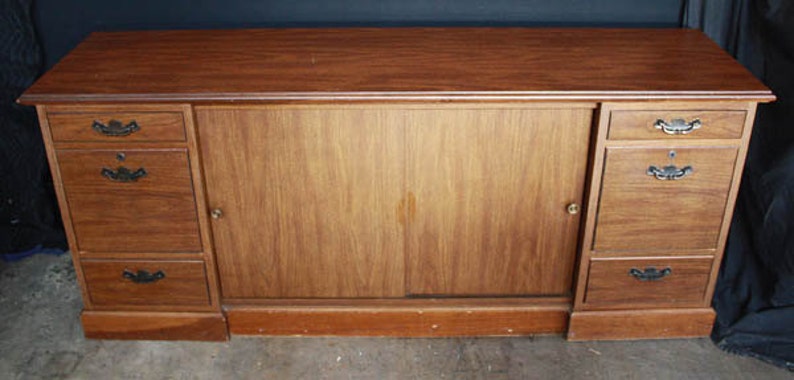 Vintage Antique Miller Oak Wood Wooden Office File Filing Cabinet Storage Credenza Desk