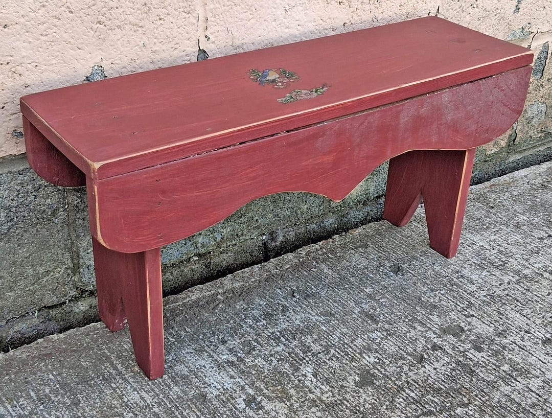 Vintage Antique Old Homemade Handmade Solid Wood Wooden Table Foot Step ...