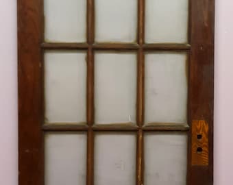 30"x80"x1.5" Antique Vintage Old Reclaimed Salvaged SOLID Wood Wooden Exterior Entry French Side Back Door Window Wavy Glass Lites Panes