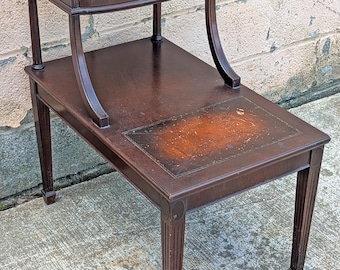 Antique Vintage Old Reclaimed Salvaged SOLID Hard Wood Wooden Leather Top End Side Occasional Accent Lamp Table Night Stand Nightstand