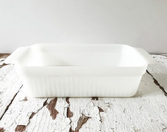 Vintage Anchor Hocking Baking Dish White Milk 1 Qt Glass Dish White Baking Dish Vintage Bread Pan Vintage Fire King Casserole Dish USA Made